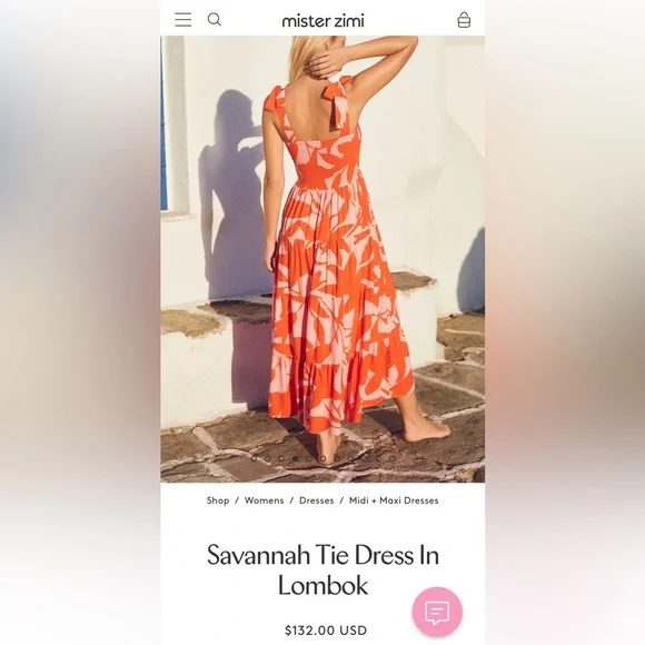 a new day Orange and Pink Midi Dress - Picture 2 of 3